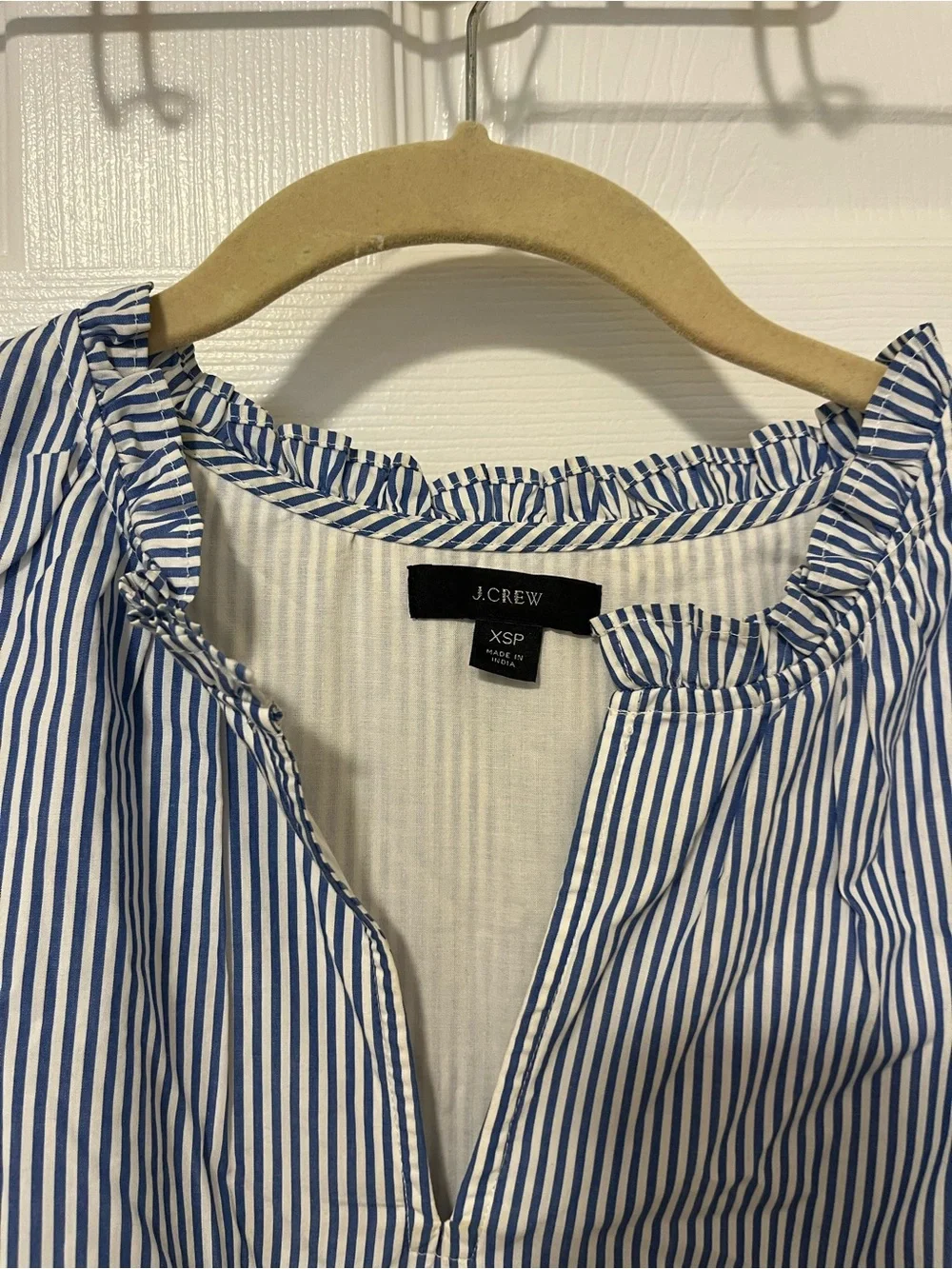 J. Crew Blue and White Striped Tiered Midi Dress